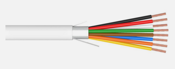 500' 22 AWG 8 Conductor Shielded Plenum Security Alarm Cable CMP White 300V
