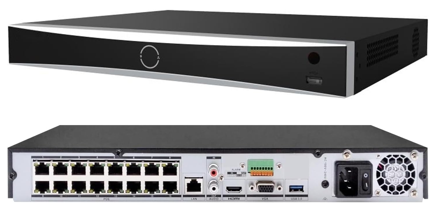 4K PoE 16 Channel NVR DS-7616NXI-K2/16P Network Video Recorder Plug & Play with 16 Power-Over-Ethernet(PoE) interfaces,Work with 12 MP/8 MP/6 MP/5 MP/4 MP/3 MP/1080p IP Camera