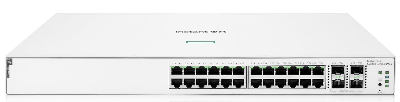 Aruba a Hewlett Packard Enterprise Company Instant On 1930 24-Port Gb Ethernet 24xGE PoE (195W), 4X 1G/10G SFP+, L2+ Smart Switch US Cord