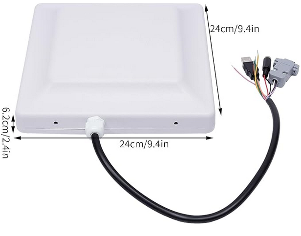 5M Card Reader UHF RFID Long Range with 8DBI Antenna Supports RS232 RS485 Wiegand Interfaces Acting Distance 6M to 8M for Parking Barrier Gate Access Control Kit Warehouse Management