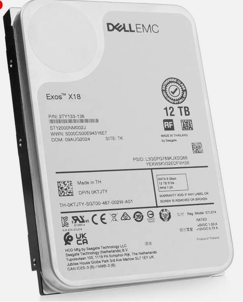Dell/Seagate Exos X18 12TB ST12000NM002J 7.2K RPM SATA 6GB/s 3.5" Enterprise HDD